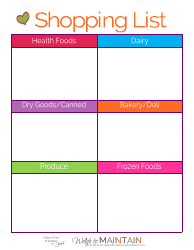 Health Foods Shopping List Template, Page 2