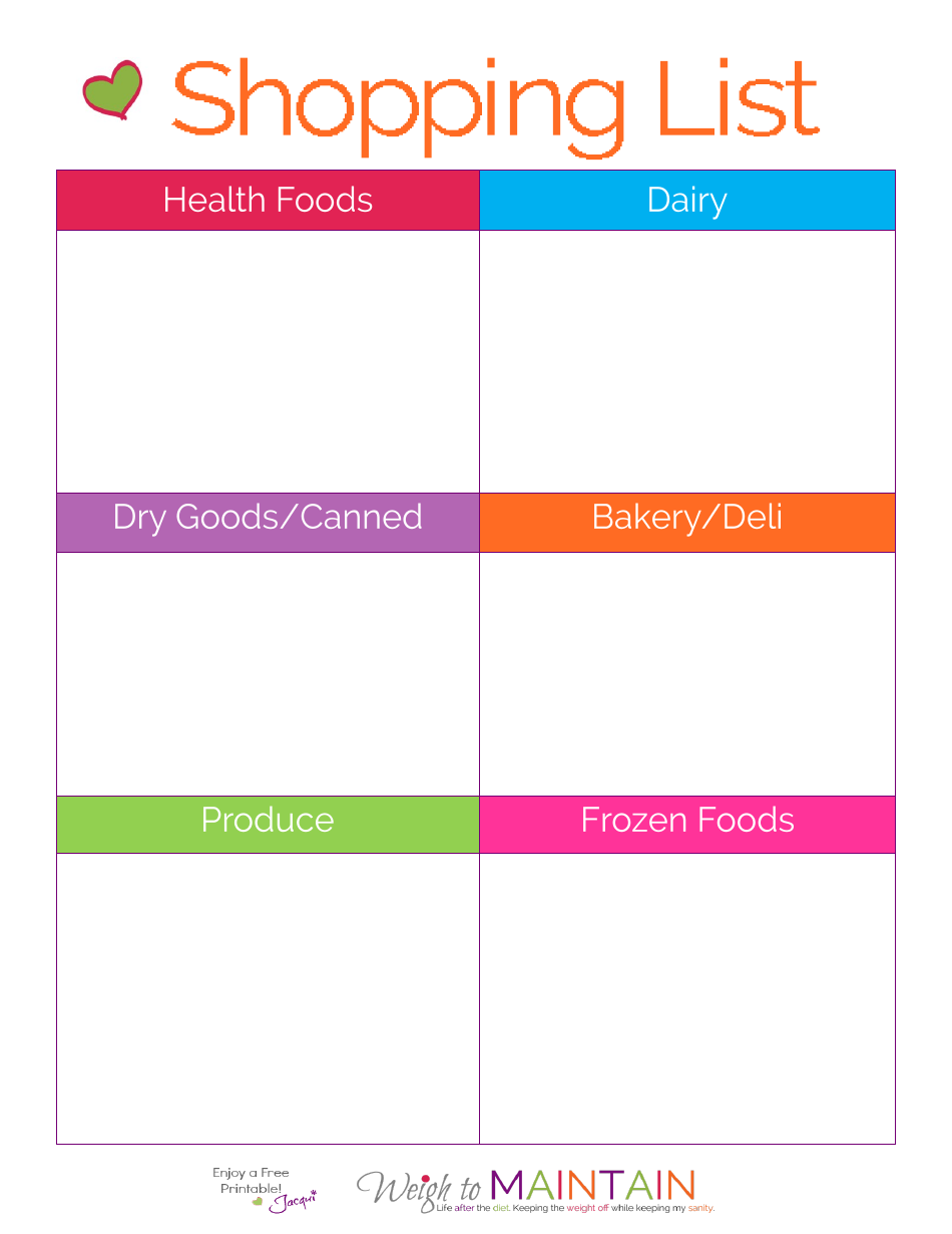 Health Foods Shopping List Template, Page 2