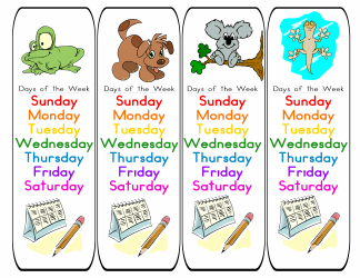 Document preview: Days of the Week Cards