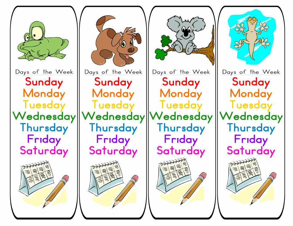 Days of the Week Cards document preview image