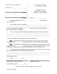 Document preview: Form SCCA470 Affidavit for Contempt of Court (Visitation - Custodial Parent) - South Carolina