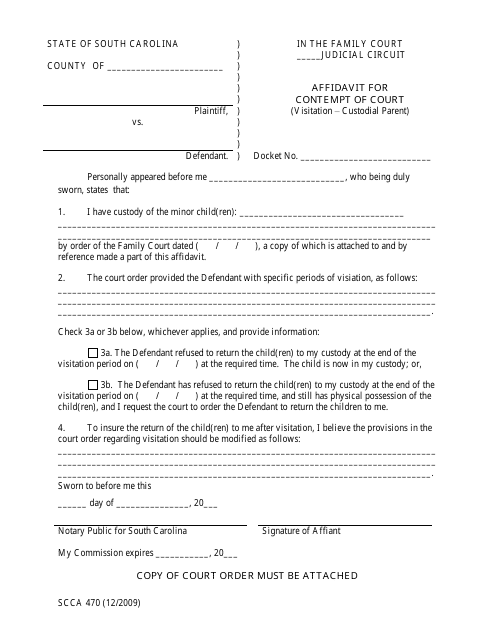 Form SCCA470 Download Printable PDF or Fill Online Affidavit for
