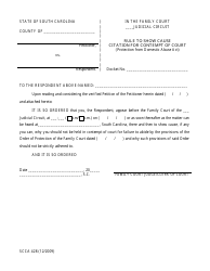 Form SCCA428 &quot;Rule to Show Cause Citation for Contempt of Court (Protection From Domestic Abuse Act)&quot; - South Carolina
