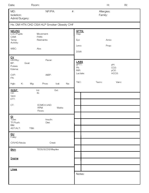  Nursing Assistant Report Sheet Templates Riset