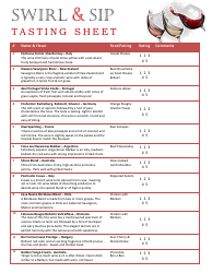 Document preview: Wine Tasting Card Template - Swirl & Sip