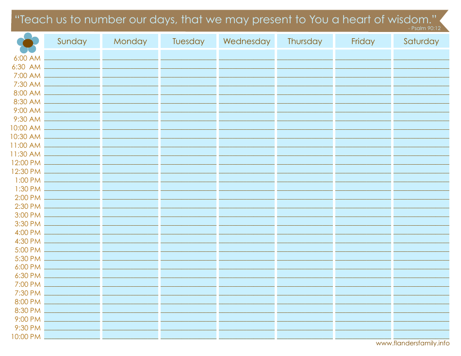 Blue Weekly Schedule Template Flower Download Printable Pdf Templateroller