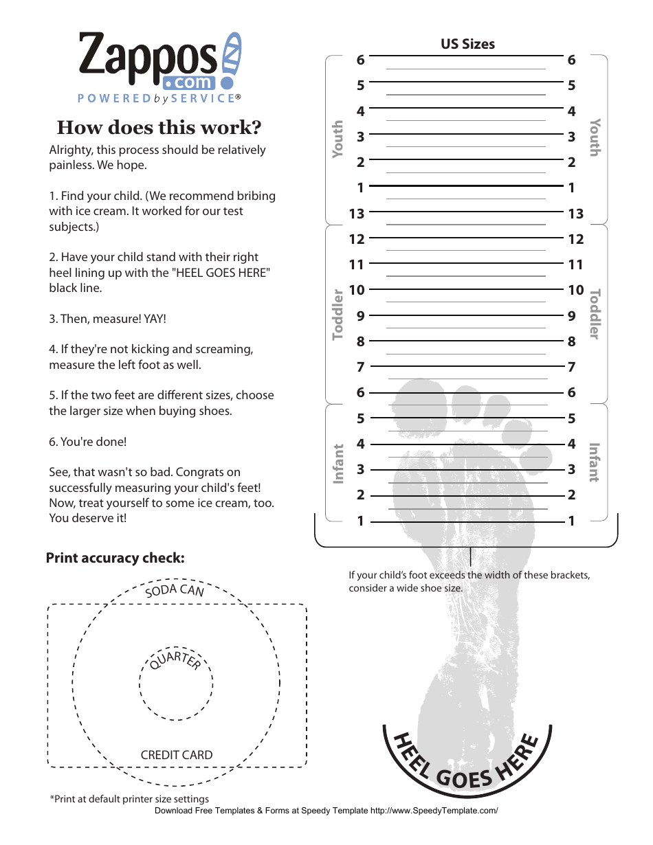 Zappos Kid Shoe Size Chart Download Printable PDF Templateroller