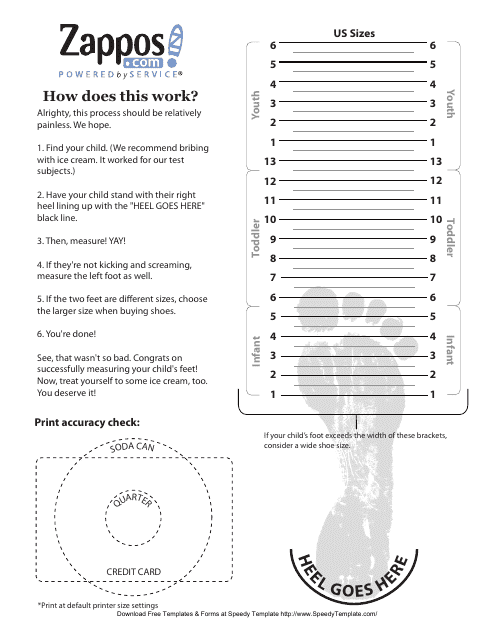 Zappos Printable Shoe Size Chart Customize And Print