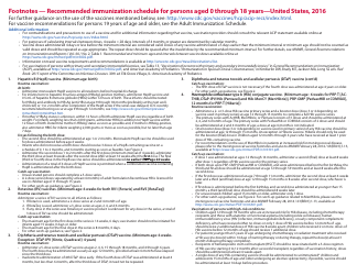 Recommended Immunization Schedules for Persons Aged 0 Through 18 Years, Page 4