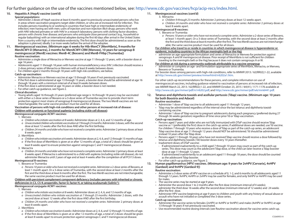 Recommended Immunization Schedules for Persons Aged 0 Through 18 Years, Page 6