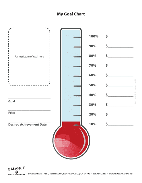 &quot;Thermometer Goal Chart Template - Balance&quot; Download Pdf