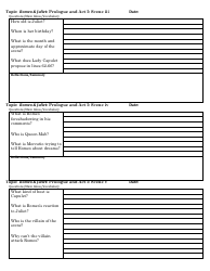 Romeo and Juliet Study Guide Worksheet, Page 2