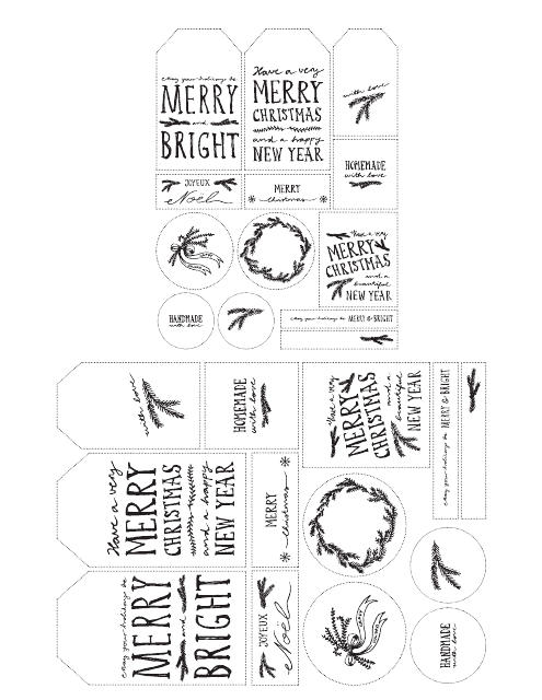 Christmas Gift Tag Templates - Black and White Cards Download Pdf