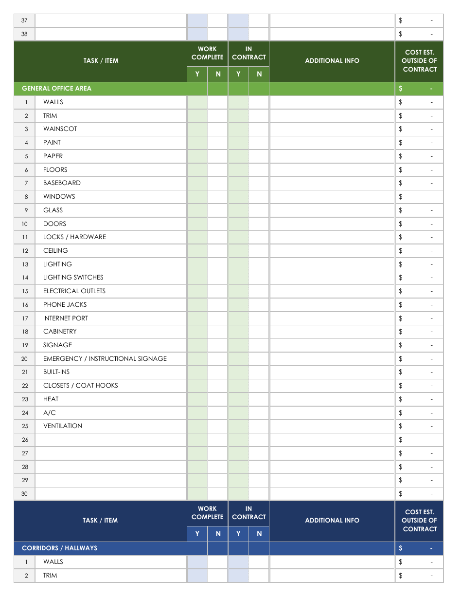 Commercial Construction Walkthrough Checklist Template - Smartsheet, Page 3
