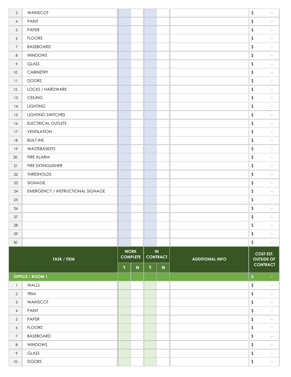 Commercial Construction Walkthrough Checklist Template - Smartsheet, Page 4