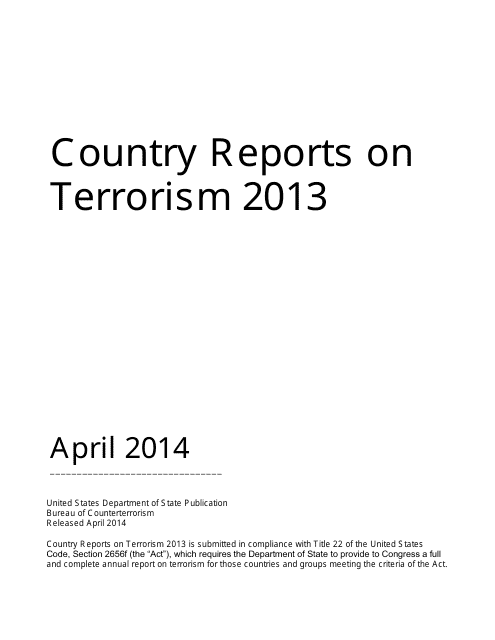Country Reports on Terrorism, 2013