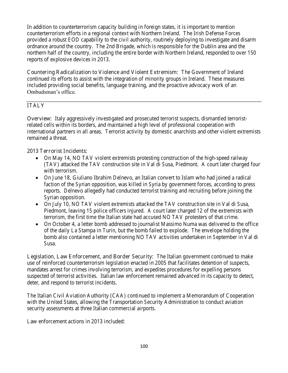 Country Reports on Terrorism, Page 100