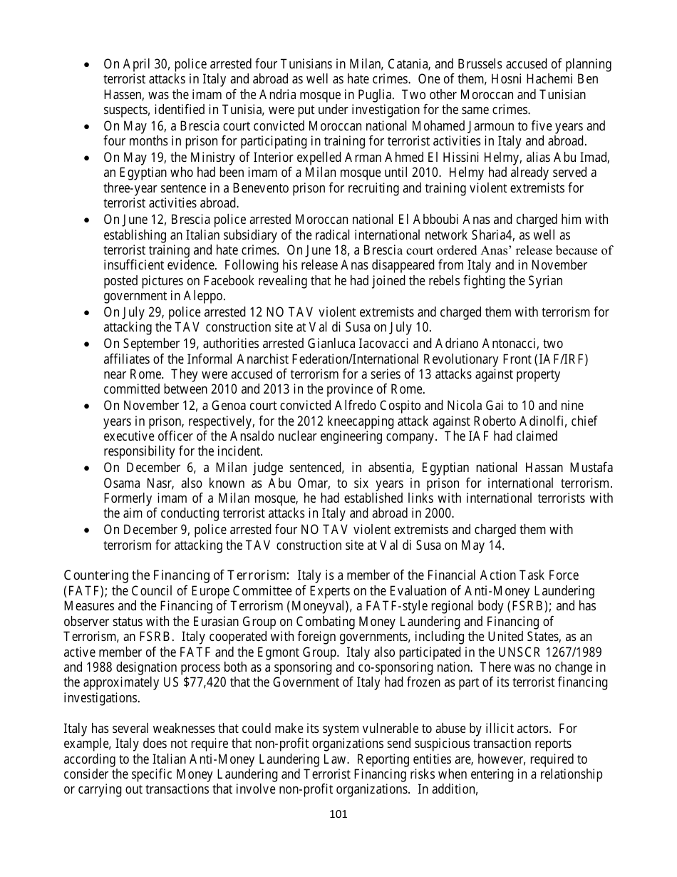 Country Reports on Terrorism, Page 101