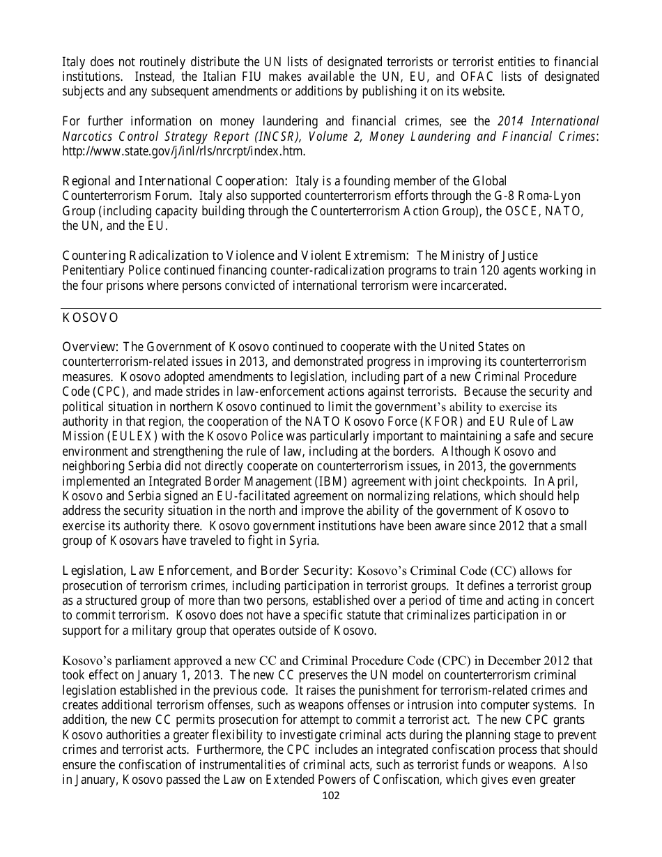 Country Reports on Terrorism, Page 102