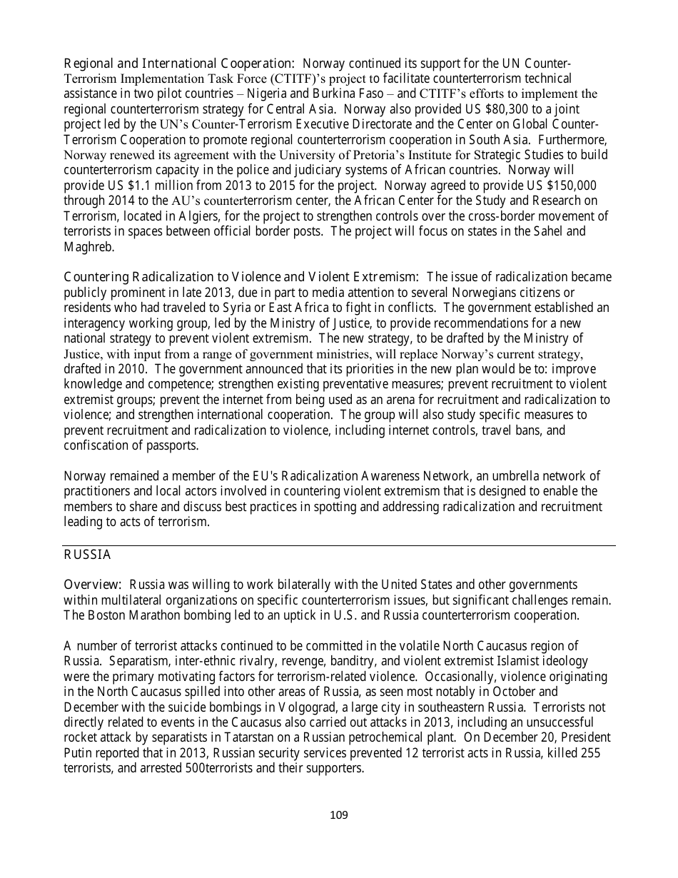 Country Reports on Terrorism, Page 109