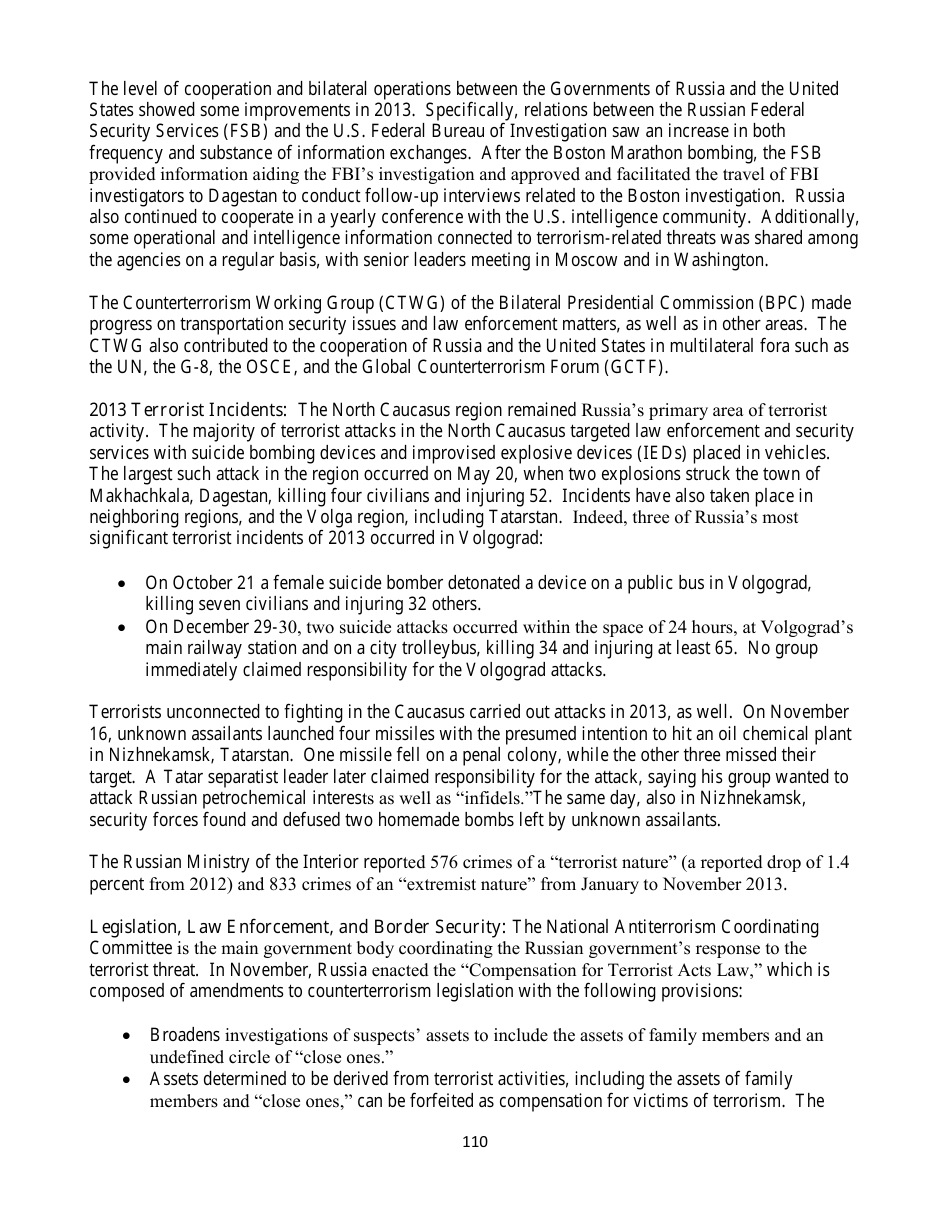 Country Reports on Terrorism, Page 110