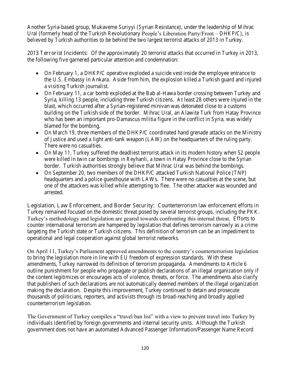 Country Reports on Terrorism, Page 120
