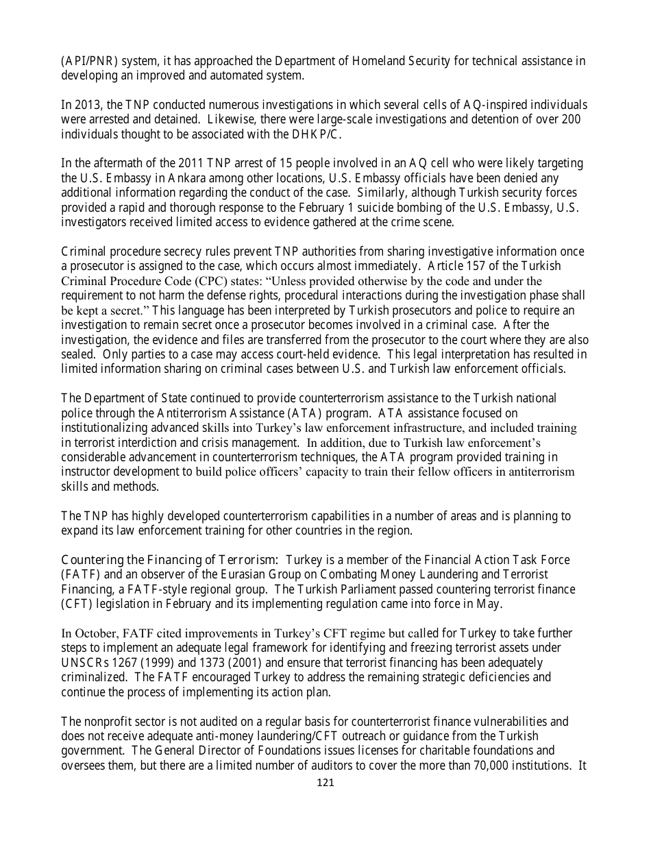 Country Reports on Terrorism, Page 121