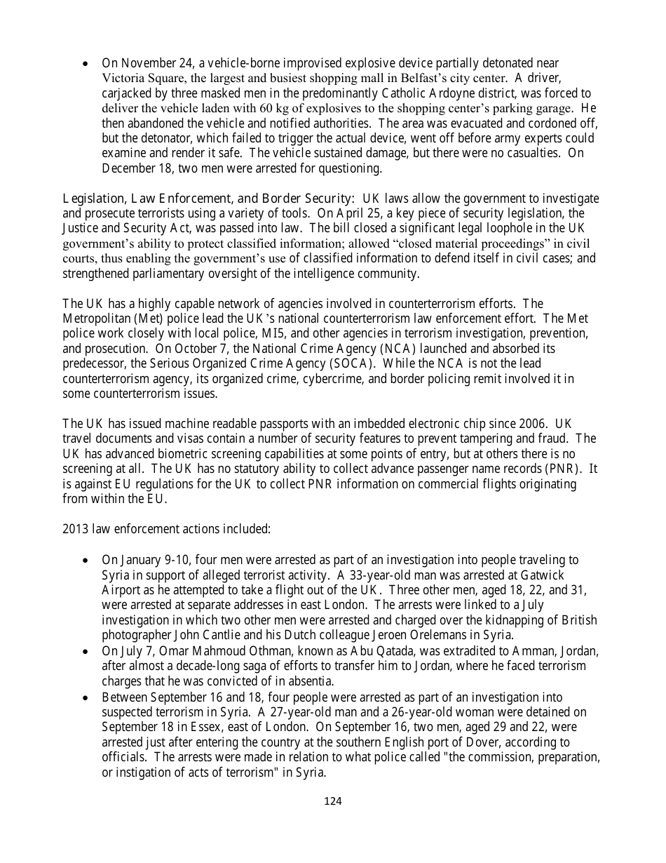 Country Reports on Terrorism, Page 124