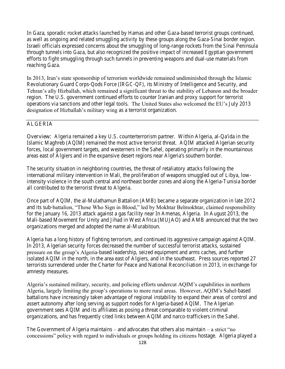 Country Reports on Terrorism, Page 128