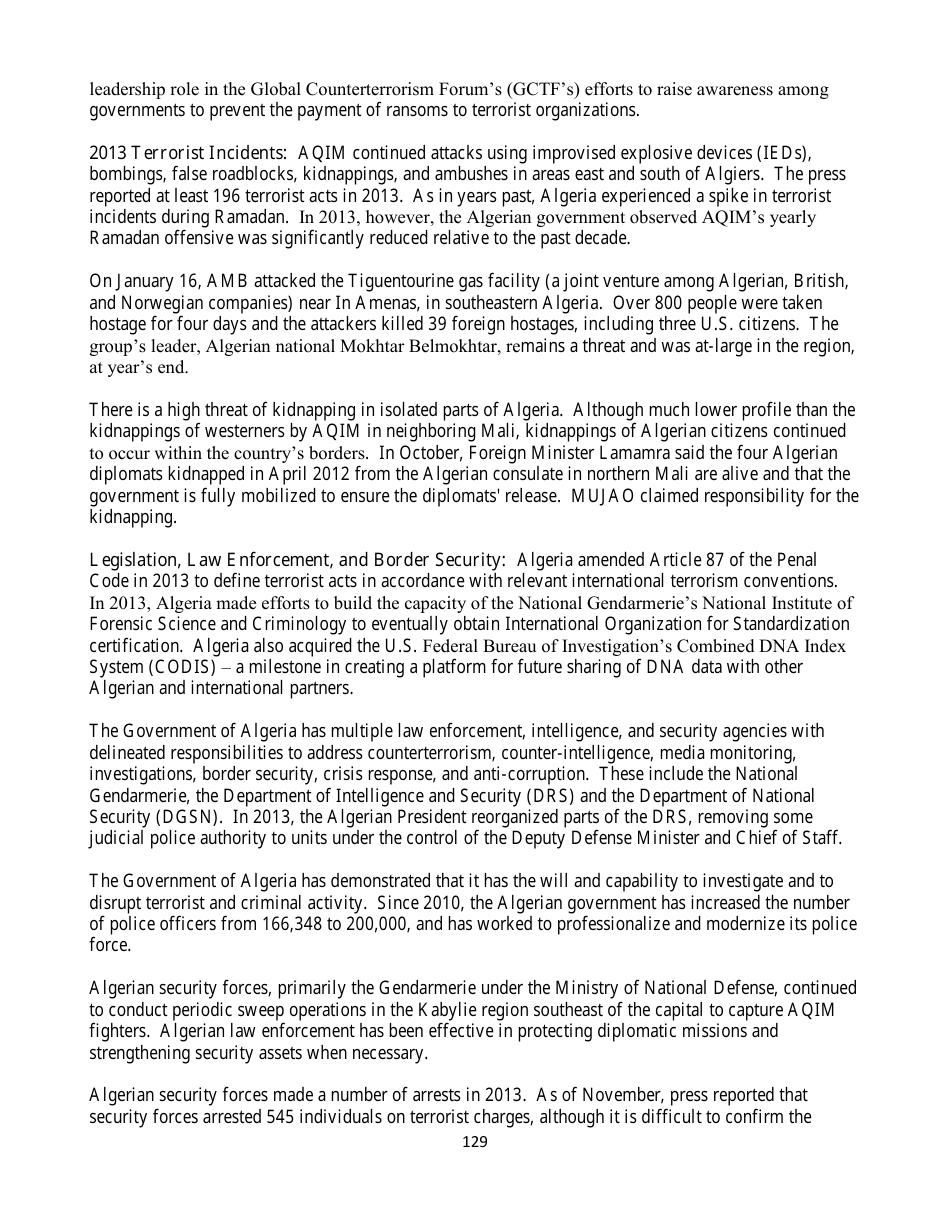 Country Reports on Terrorism, Page 129