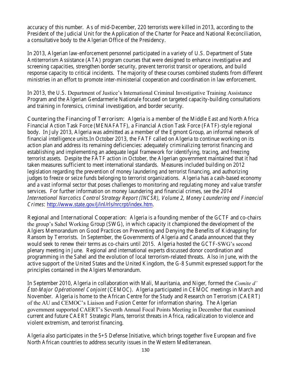 Country Reports on Terrorism, Page 130
