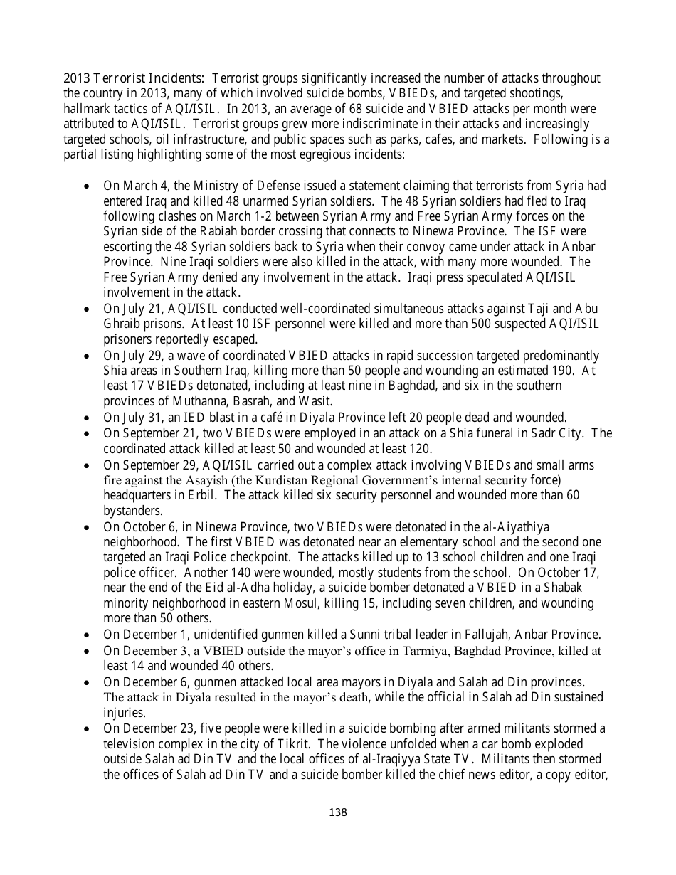 Country Reports on Terrorism, Page 138