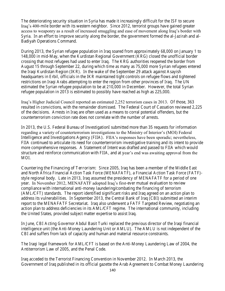 Country Reports on Terrorism, Page 140
