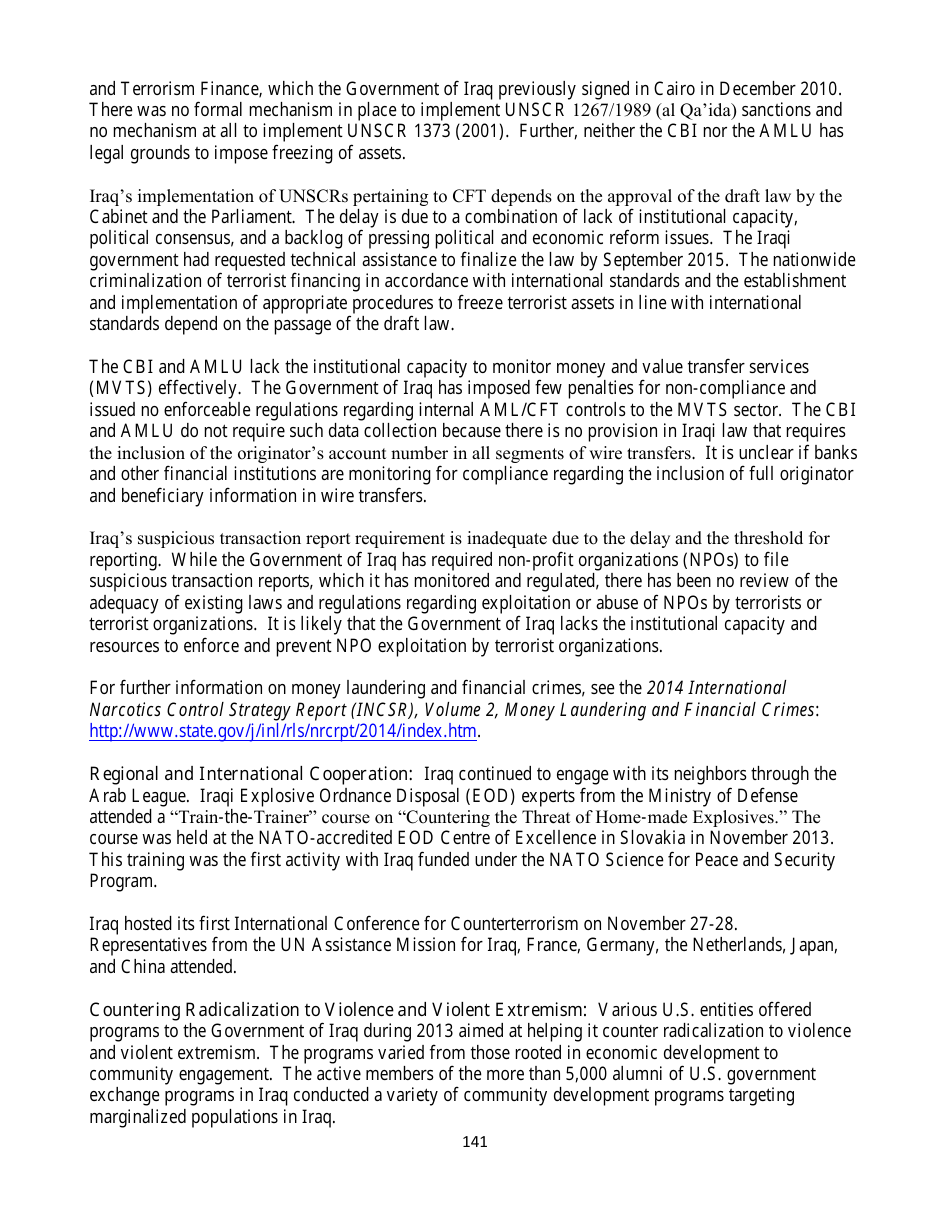 Country Reports on Terrorism, Page 141