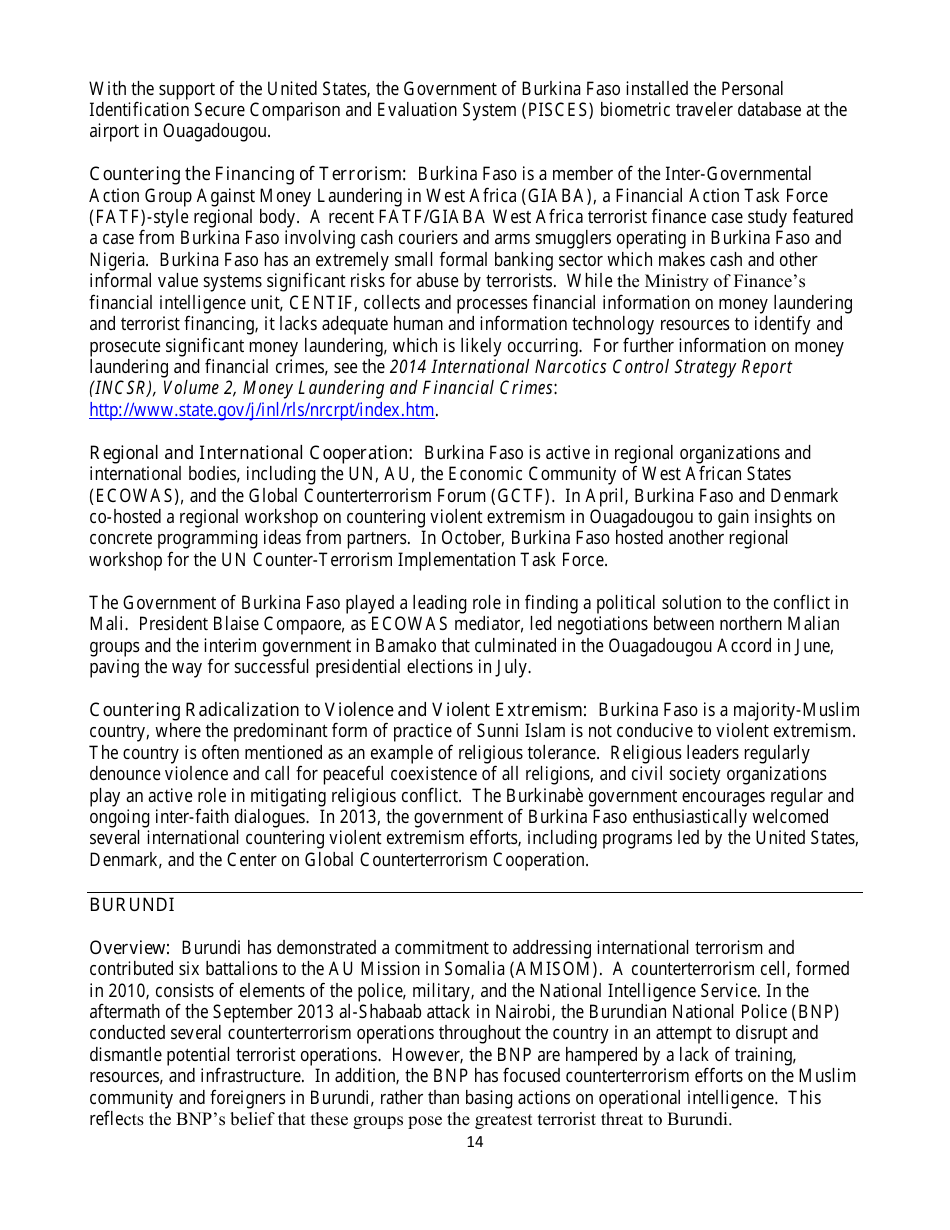 Country Reports on Terrorism, Page 14