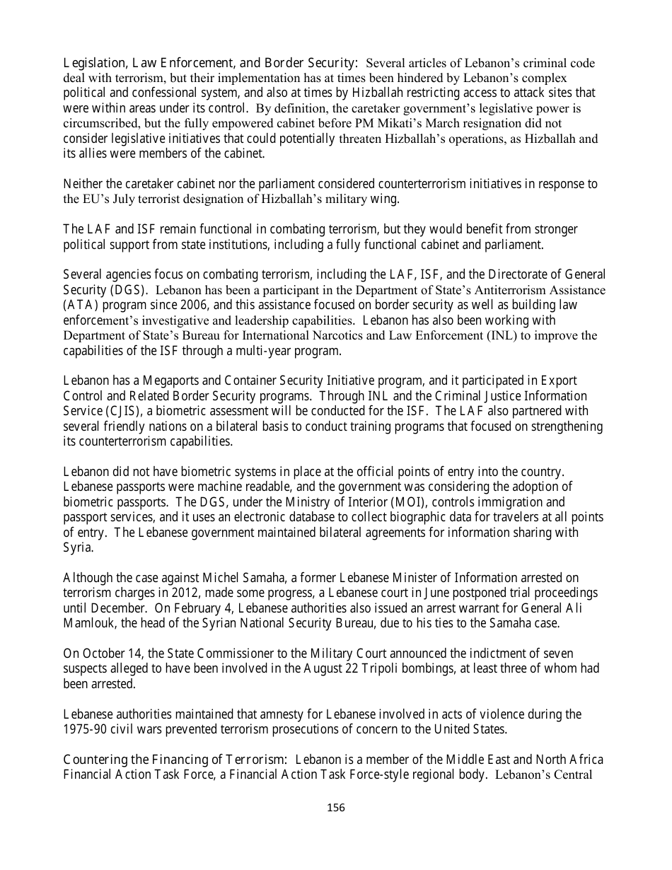 Country Reports on Terrorism, Page 156