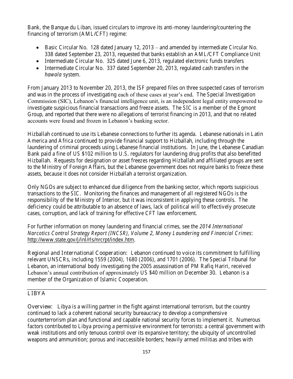 Country Reports on Terrorism, Page 157