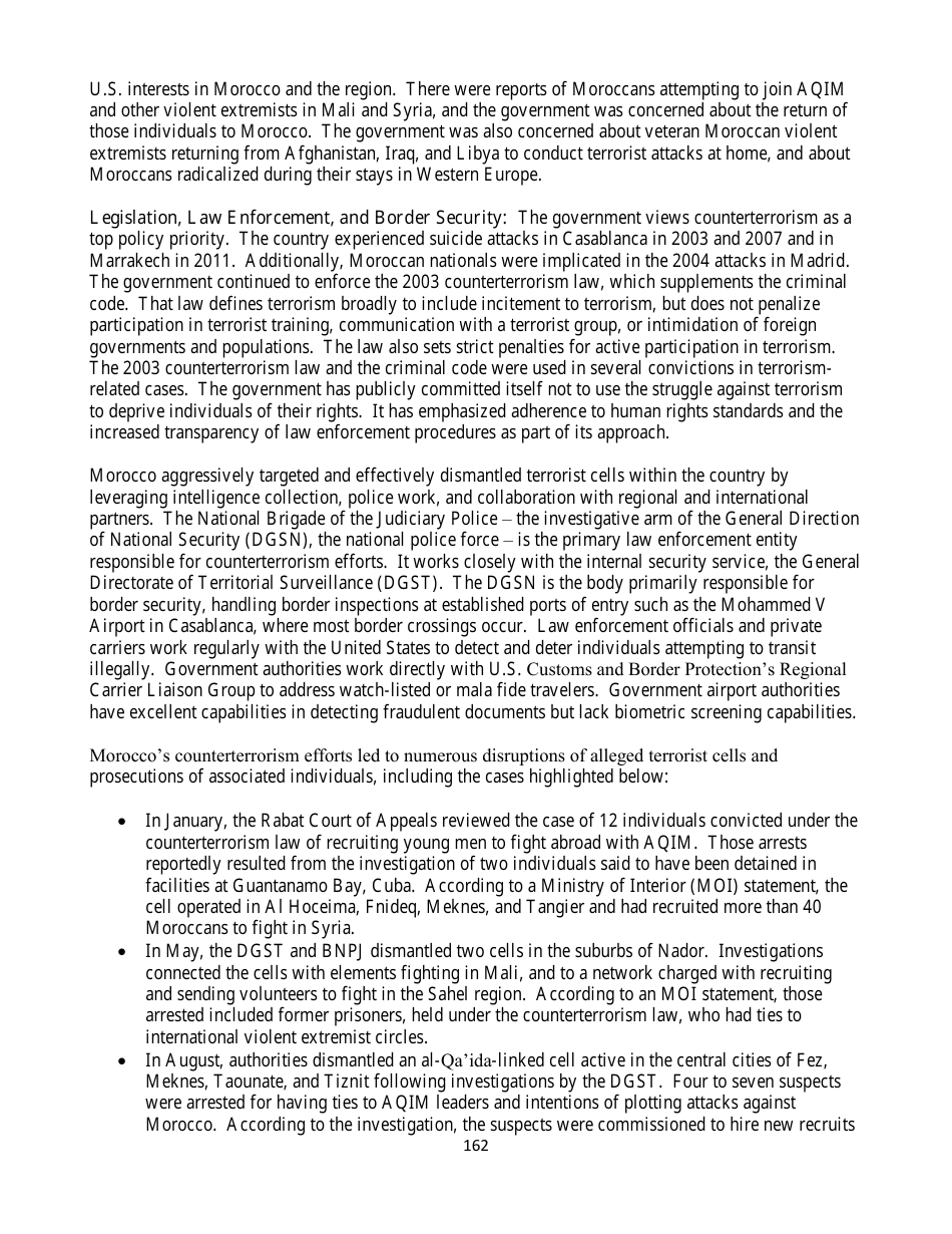 Country Reports on Terrorism, Page 162