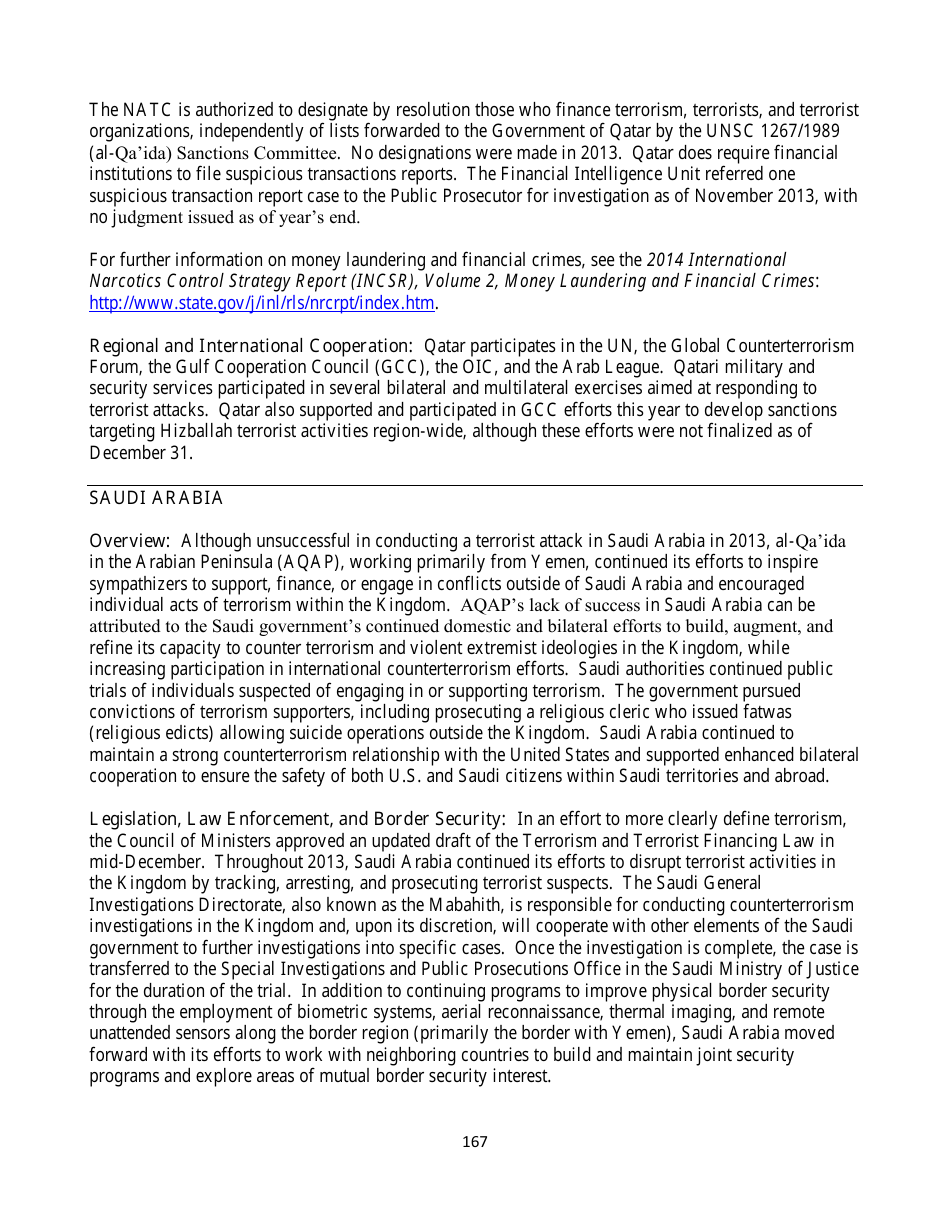 Country Reports on Terrorism, Page 167