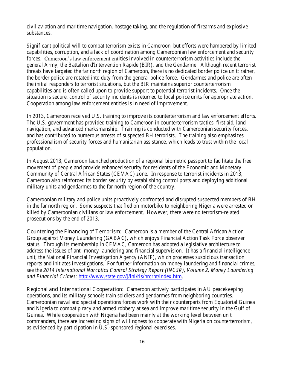 Country Reports on Terrorism, Page 16