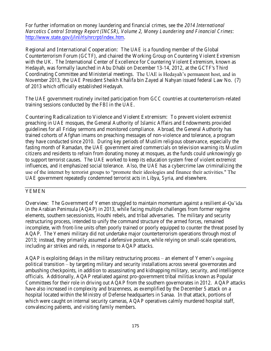 Country Reports on Terrorism, Page 175