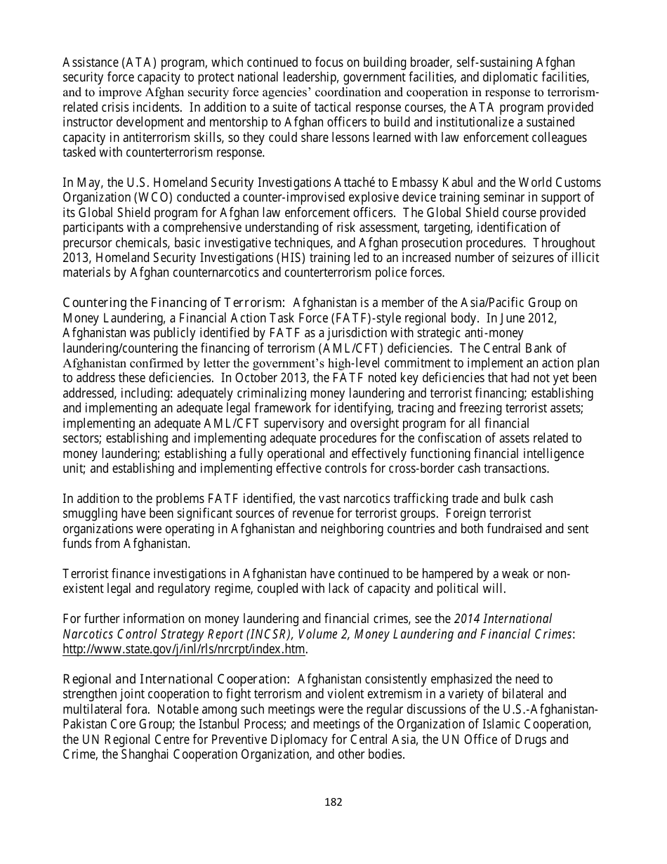 Country Reports on Terrorism, Page 182