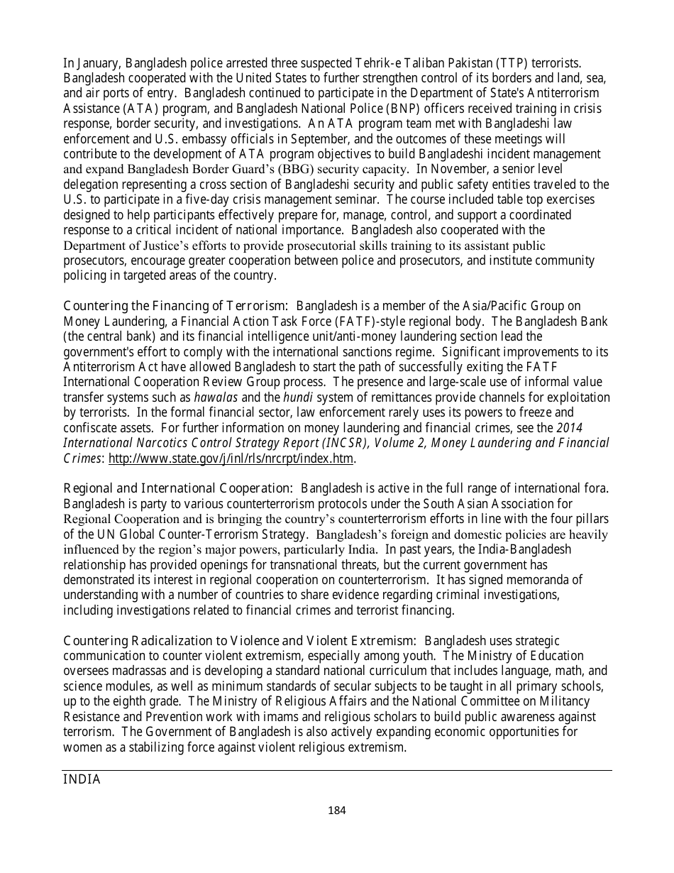 Country Reports on Terrorism, Page 184