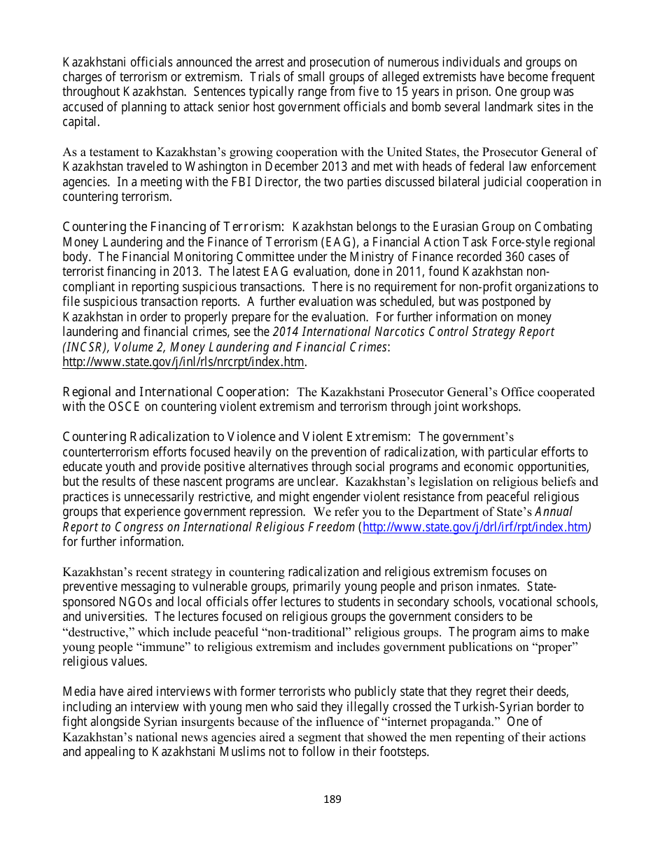 Country Reports on Terrorism, Page 189