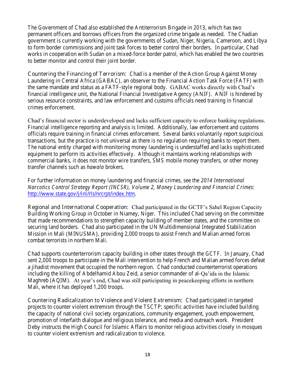 Country Reports on Terrorism, Page 18