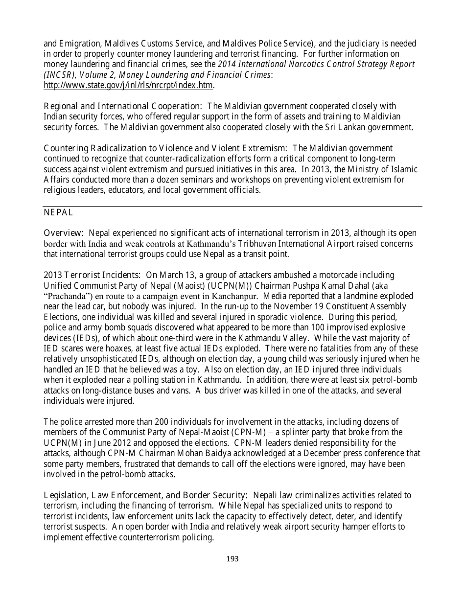 Country Reports on Terrorism, Page 193