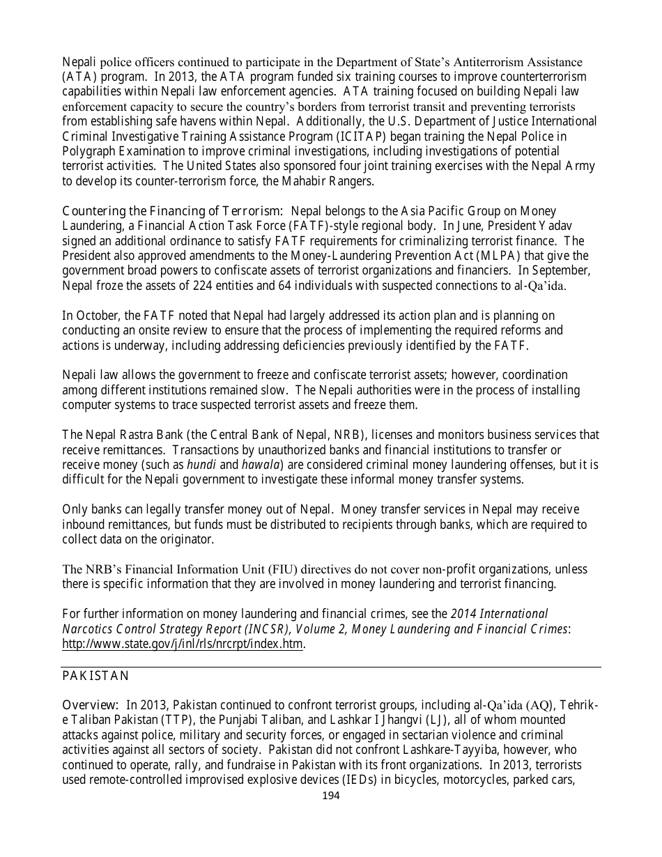 Country Reports on Terrorism, Page 194
