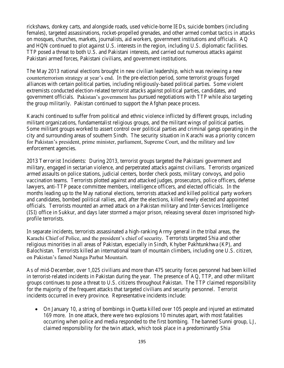 Country Reports on Terrorism, Page 195