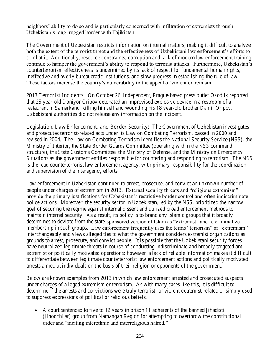 Country Reports on Terrorism, Page 204