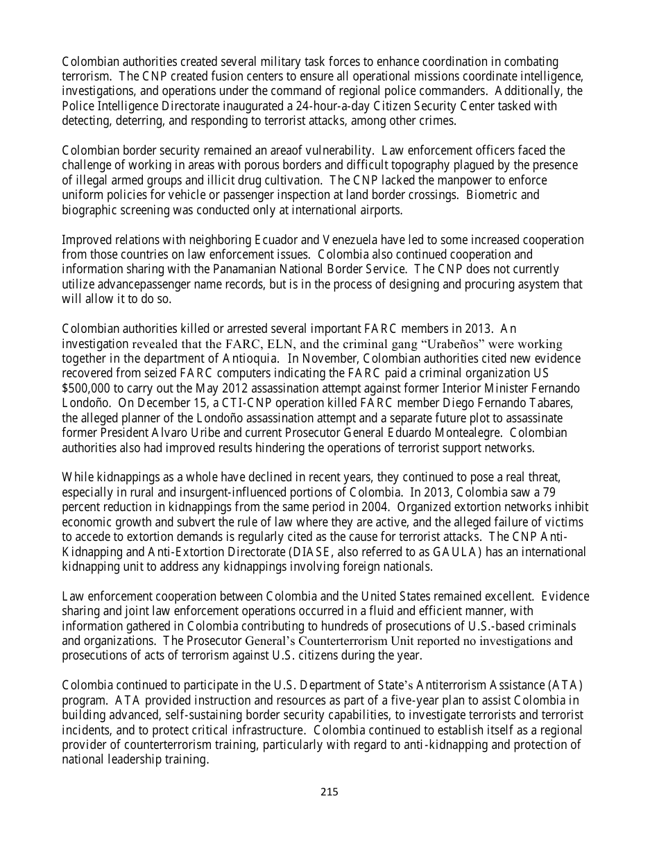 Country Reports on Terrorism, Page 215